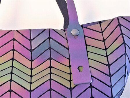 Holographische Schulter- handtasche, Arrow, beleuchtete geometrische Oberfl&auml;chen