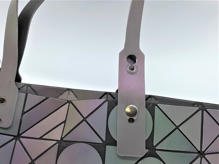Holografische schouder- handtas, oplichtende geometrische vlakken