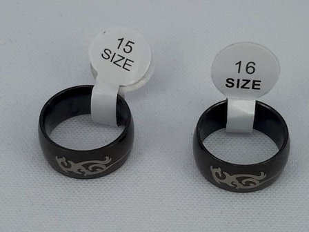 Edelstahl Jungen Ringe, Schwarz, Gr&ouml;&szlig;e 15