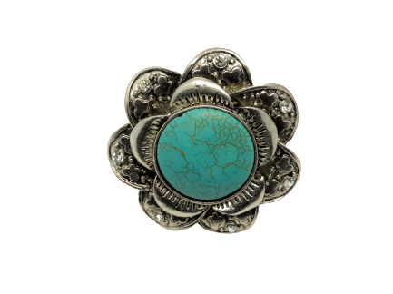 Sjaal ring, bloem, turquoise gemsteen