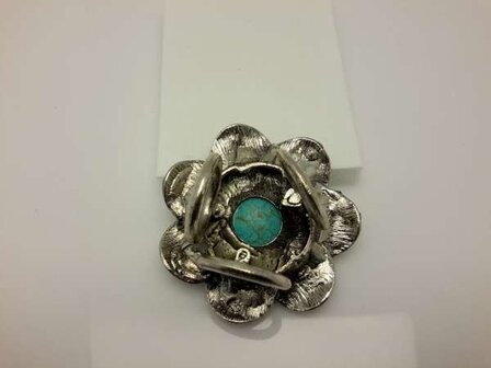 Sjaal ring, bloem, turquoise gemsteen