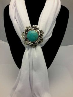 Sjaal ring, bloem, turquoise gemsteen