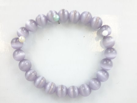 Armband katze-auge, hellviolett, 23 Perle