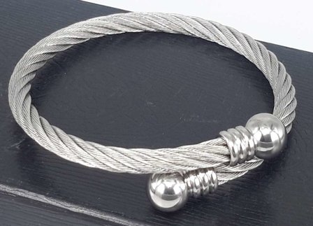 Edelstaal Dames Armband, flexibel kabel.