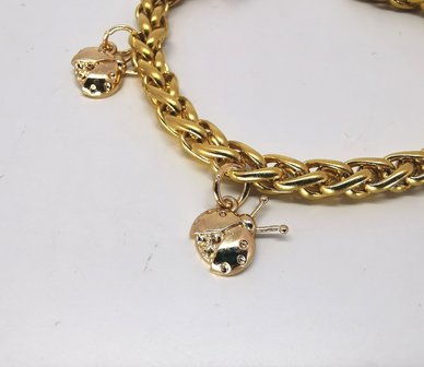 10 Set goldfarbener Marienk&auml;fer Charm mit Ringen,