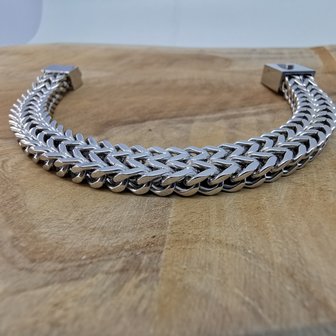 Armband 19cm, Doppel-VV-Glied, Druckverschluss, Edelstahl