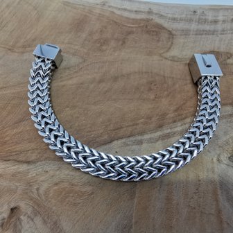 Armband 19cm, Doppel-VV-Glied, Druckverschluss, Edelstahl