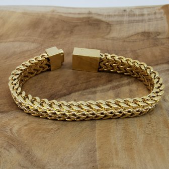 goldfarbene Armband 17cm, Doppel-VV-Glied, Druckverschluss, Edelstahl