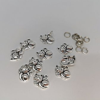 Katzenanh&auml;nger tibetisches Silber mit Ringen,