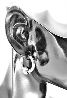 Ohrringe silberfarben 10 mm mit 1 runden Dekoring Chirurgenstahl 316L.