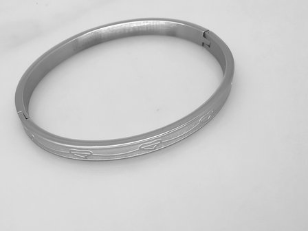 Sklavenarmband, Oval, matte, Herzenband, Edelstahl