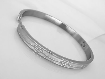 Sklavenarmband, Oval, matte, Herzenband, Edelstahl