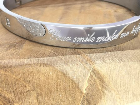 Slaven Armband, your smile make me happy, kristal, ovaal edelstaal