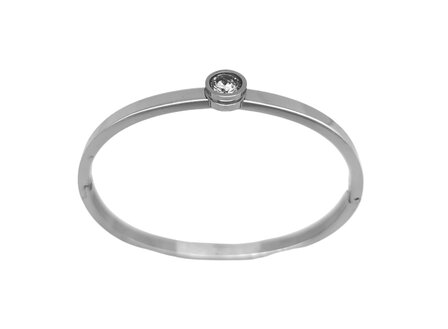 Edelstaal smalle slaaf Armband met 5 mm kristal.