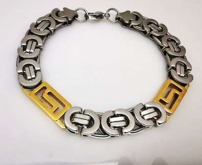 Armband aus Edelstahl 316L Gold-und Silber Coarse Gr&ouml;&szlig;e 22 und 24 cm