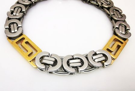 Armband aus Edelstahl 316L Gold-und Silber Coarse Gr&ouml;&szlig;e 22 und 24 cm