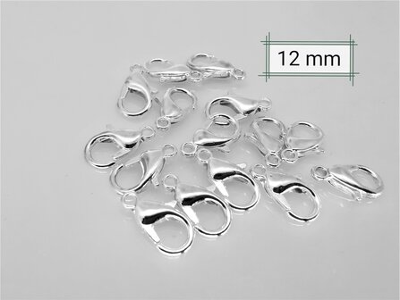 45 x Karabinerverschluss silberfarben, 12 mm