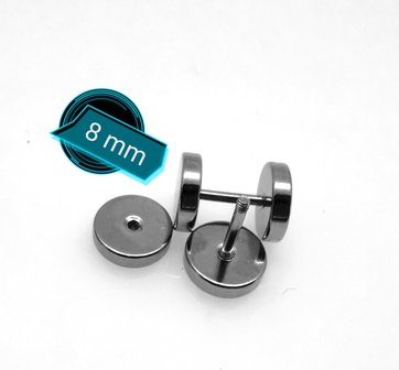 Studs-oorbellen-&Oslash; 8 - 10 -12 mm edelstaal -cool-als fake plugs.