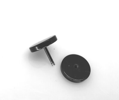 Zwarte Studs-oorbellen-&Oslash; 8 - 10 -12 mm cool-gitzwarte coating -cool-als fake plugs.