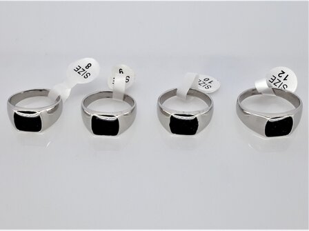 Zegel edelstaal ringen, zwart PVD coating