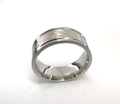 Edelstaal Ringen, zilver golvend motief, doos 36st