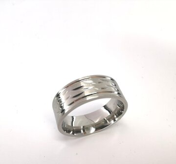 Edelstaal Ringen, zilver golvend motief, doos 36st