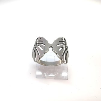 Edelstahl Ringe Silberring mit 2 Fl&uuml;gelmotiven, box 36 st