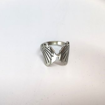 Edelstaal Ringen zilverkleurig ring met 2 vleugel motief, doos 36 st