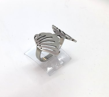 Edelstahl Ringe Silberring mit 2 Fl&uuml;gelmotiven, box 36 st