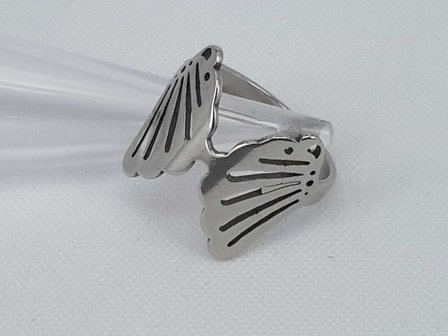 Edelstahl Ringe Silberring mit 2 Fl&uuml;gelmotiven, box 36 st