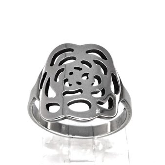 Edelstahl Ringe Silberring mit ausgeschnittener Rose Figur box 36 st