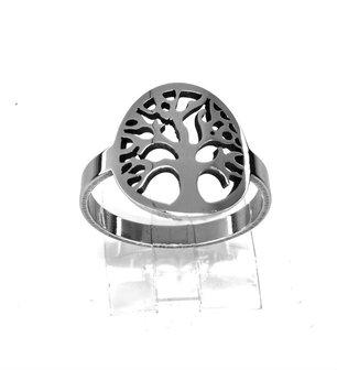 Edelstahl Ringe silberfarbene Baum des Lebens Motiv, box 36 st