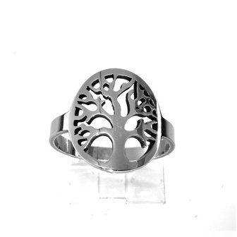 Edelstahl Ringe silberfarbene Baum des Lebens Motiv, box 36 st