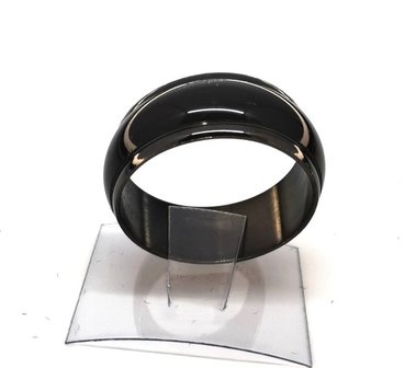 Ringen zwart, 3d zwart/grijs Kattenoog, edelstaal. doos 36st