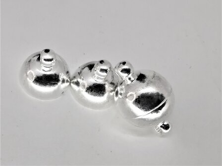 6 x versilbert - Magnetverschluss rund - &Oslash; 10 mm.
