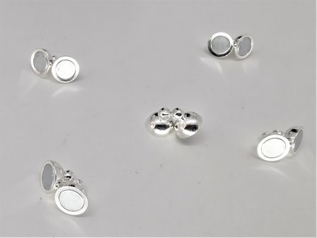 10 x versilbert - Magnetverschluss rund - &oslash; 8 mm.