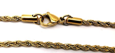 Edelstahl Armband aus goldfarbenem, gedrehtem Kordelband Gr&ouml;&szlig;e 19 cm.