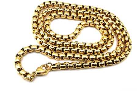 Robuste Jasseron-Halskette aus Edelstahl, goldfarben, 70 cm x 5 mm