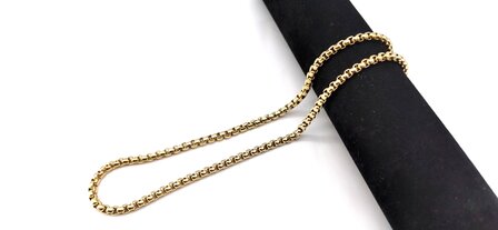 Robuste Jasseron-Halskette aus Edelstahl, goldfarben, 60 cm x 5 mm
