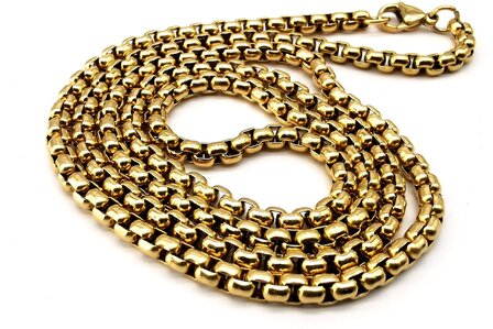 Edelstahl-Jasseron-Halskette Goldfarben 70 cm x 4 mm