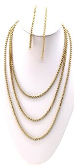 Edelstahl-Jasseron-Halskette Goldfarben 70 cm x 4 mm