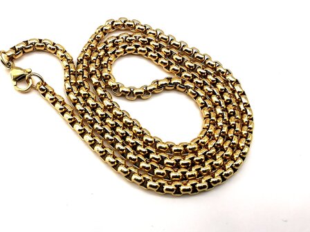 Edelstahl-Jasseron-Halskette Goldfarben 60 cm x 4 mm