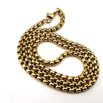 Edelstahl-Jasseron-Halskette Goldfarben 50 cm x 4 mm