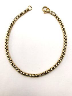 Edelstahl Goldfarbenes armband mit runden Gliedern Gr&ouml;&szlig;e 19 cm.