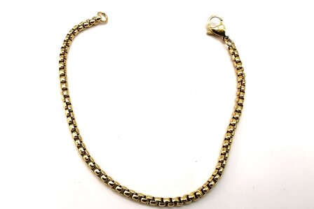 Edelstahl Goldfarbenes armband mit runden Gliedern Gr&ouml;&szlig;e 19 cm.