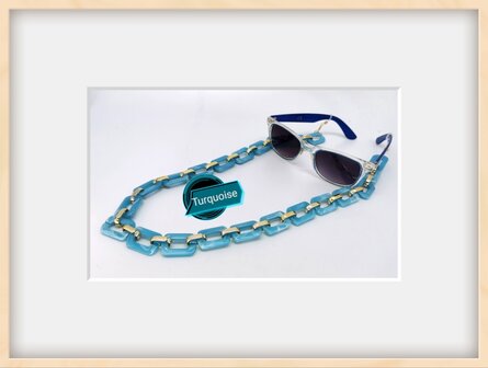 Trendy in fashion accessoires brillenkoord/ketting modieus Turquoise kleur.