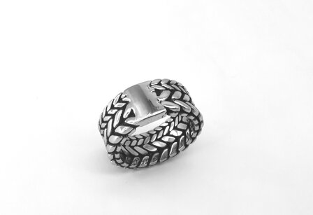 Tough - stainless steel Double ring - double braided - design - motif. 
