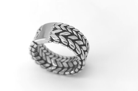 Tough - stainless steel Double ring - double braided - design - motif. 
