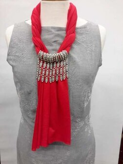 Sjaal met 19 ringen en 10 kettinghangers met strass, 5 kleuren