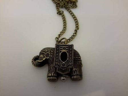 Ketting met klokje, bronskleur, dekseltje in olifant